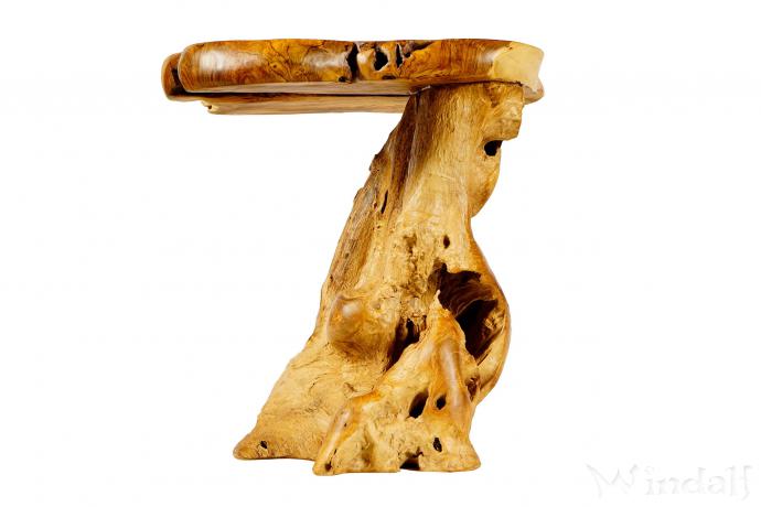 WINDALF Hoher Natur Teak-Holztisch BOROMIR 65 cm Unikat Rustikaler Küchen-Tisch Handarbeit aus Wurzelholz - Windalf.de