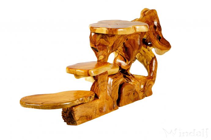 WINDALF Rustikale Adler Blumenbank ARAZ 130 cm Natur Pflanzentreppe mit