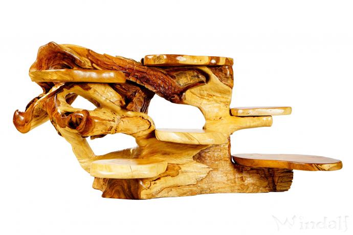 WINDALF Rustikale Adler Blumenbank ARAZ 130 cm Natur Pflanzentreppe mit