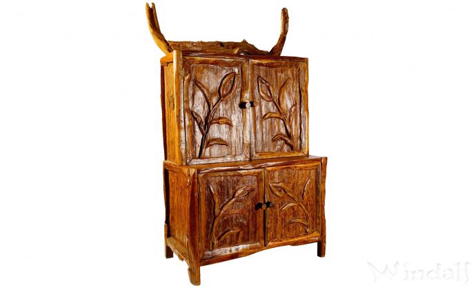 WINDALF Großer Küchen Holzschrank BALIN  182 cm Rustikaler Geschirrschrank Handarbeit aus Wurzelholz WINDALF Großer Küchen Holzschrank BALIN  182 cm Rustikaler Geschirrschrank Handarbeit aus Wurzelholz - Windalf.de