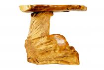 WINDALF Hoher Natur Teaktisch BRINA 81 cm Rustikaler Kaffee& Küchentisch Handarbeit aus Wurzelholz - Windalf.de