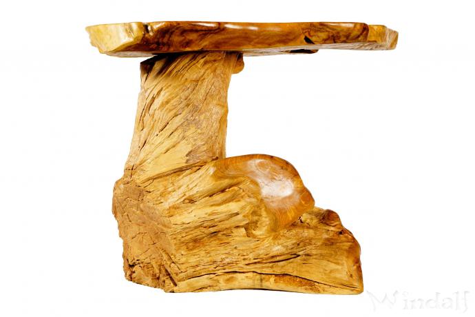 WINDALF Hoher Natur Teaktisch BRINA 81 cm Rustikaler Kaffee& Küchentisch Handarbeit aus Wurzelholz - Windalf.de