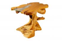 WINDALF Hoher Küchen-Teaktisch LEONWÄ 97 cm Rustikaler Rivertable Handarbeit aus Wurzelholz - Windalf.de