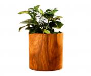 WINDALF Bohemia Holzbecher MIMY Ø 10 cm Kleine Holzvase Natur Besteckdose Stiftehalter Handarbeit Teakholz - Windalf.de