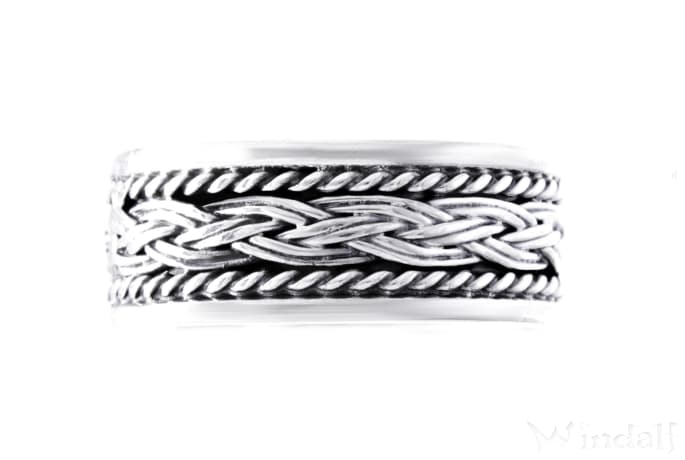 WINDALF Vikings Drehring BRYANN 8 mm Wikinger Zopf FreundschaftsPartnerring Handarbeit Silber WINDALF Vikings Drehring BRYANN 8 mm Wikinger Zopf FreundschaftsPartnerring Handarbeit Silber - Windalf.de