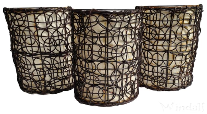 3er Lampen Set ~ ELISA ~ Ohne Fassung - Eisengestell - Handarbeit  Wandlampe - Windalf.de