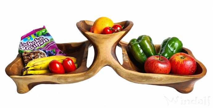 WINDALF Rustikale Teakholzschale RIANE 50 cm Geschenkkorb Fr&uuml;chte & Obst Snackbar  Handarbeit aus Teakholz - Windalf.de