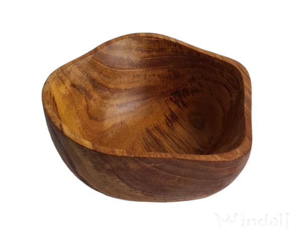 WINDALF Natur Holzschale BOOTHIA Ø 16 cm Obstschale Müsli& Suppenschale Handarbeit aus Teakholz - Windalf.de