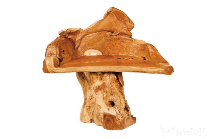 WINDALF Rustikaler Holz-Stuhl OKARA 82 cm mit Delfin Holz Armsessel Handarbeit aus Teak-Wurzelholz - Windalf.de