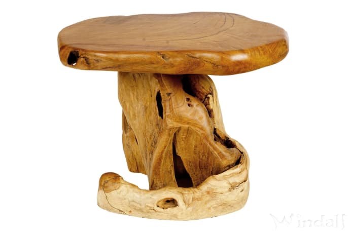 WINDALF Beistelltisch ANCALAGON  66 cm Kleiner Nachttisch Handarbeit aus Wurzelholz - Windalf.de