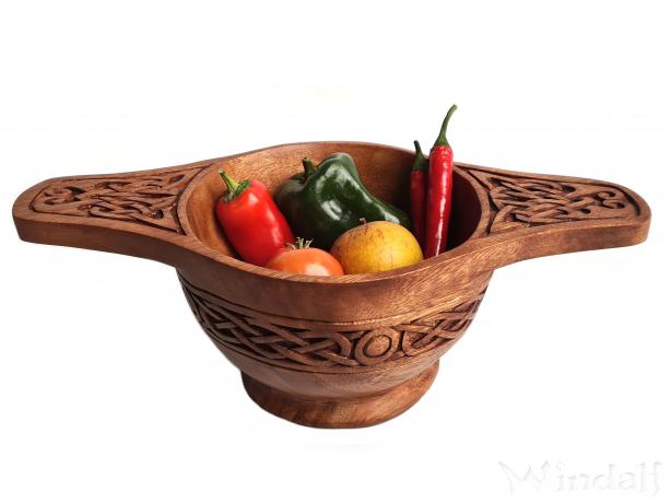 WINDALF Wikingerschiff Holzschale AROGON 35 cm Nordische Dekoschale Obstschale Handarbeit Holz - Windalf.de