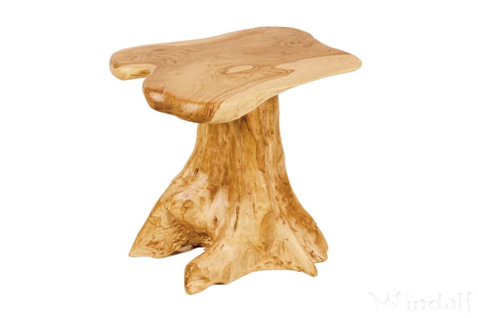 WINDALF Kleiner Abstelltisch ZEVEN 50 cm Eleganter Nachttisch Handarbeit aus Wurzelholz - Windalf.de