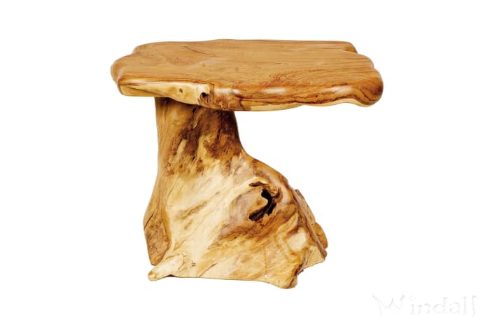 WINDALF Rustikaler Beistelltisch NHEBÄ 66 cm Holzhocker Abstelltisch Handarbeit aus Wurzelholz - Windalf.de
