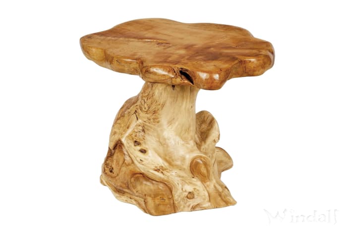 WINDALF Rustikaler Beistelltisch SOMAR 63 cm Terrassen & Balkon Abstelltisch Handarbeit aus Wurzelholz - Windalf.de