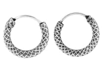 WINDALF Vintage Silber Creolen RAGNAR Ø 14 mm Wikinger Rauten Handarbeit - Windalf.de