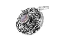 WINDALF Bohemian MondsteinSchmuck Anhänger DANA 3.2 cm Foto-Medaillon Mondstein Handarbeit Silber - Windalf.de