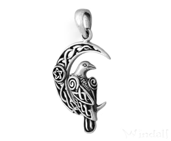 WINDALF Wikinger Anhänger ZORRO 3.2 cm Wikinger Rabe mit keltischen Knoten Silber WINDALF Wikinger Anhänger ZORRO 3.2 cm Wikinger Rabe mit keltischen Knoten Silber - Windalf.de