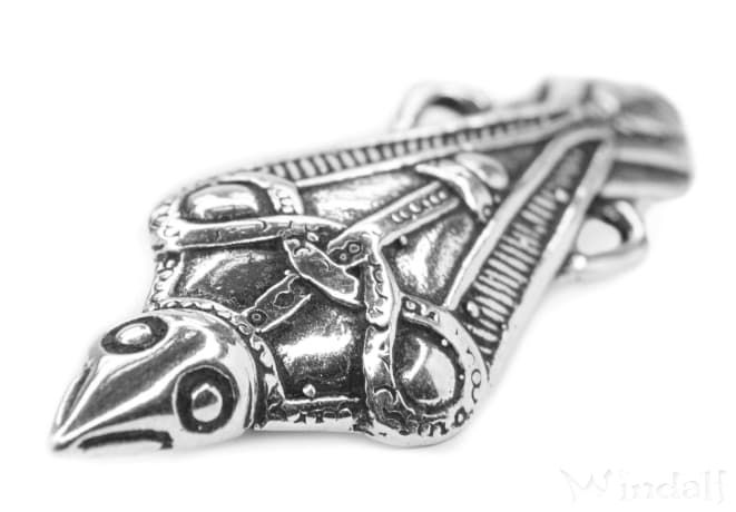 WINDALF Wikinger Fibel MUNIN 5 cm Odins Rabe Vikings Brosche Silber - Windalf.de