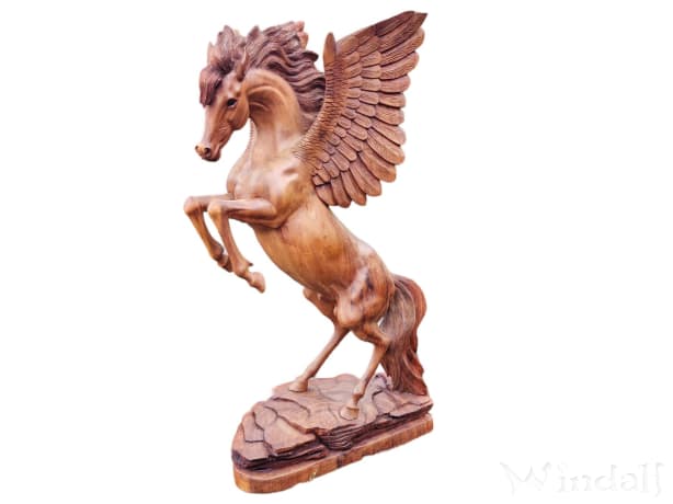 WINDALF Majestätisches Pferd PEGASOS 105 cm Pegasus Pferd mit Flügel Unikat Handarbeit aus Holz - Windalf.de