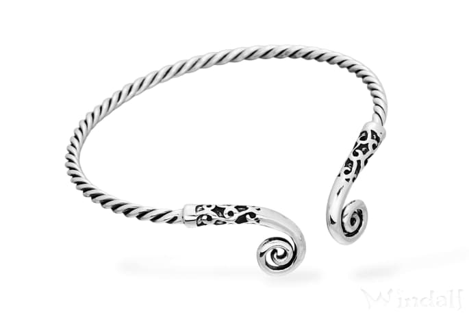 WINDALF Damen Armreif STELLA Ø 6.5 cm Lebensspiralen Ornamentik Silber - Windalf.de