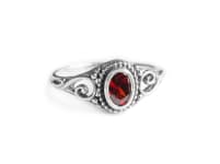 WINDALF Damen Ring MARA 10 mm Roter Zirkonia Granat Zarte Ornamentik Silber - Windalf.de