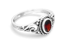 WINDALF Damen Ring MARA 10 mm Roter Zirkonia Granat Zarte Ornamentik Silber - Windalf.de