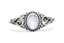 WINDALF Damen Ring MARA 10 mm Mondstein Zarte Spiralen Silber - Windalf.de
