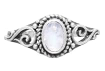 WINDALF Damen Ring MARA 10 mm Mondstein Zarte Spiralen Silber - Windalf.de