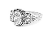 WINDALF Damen Ring MIA 10 mm Wei&szlig;er Kristall Zarte Ornamentik Silber - Windalf.de