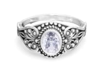 WINDALF Damen Ring MIA 10 mm Wei&szlig;er Kristall Zarte Ornamentik Silber - Windalf.de