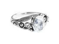 WINDALF Damen Ring AURORA 9 mm Weißer Kristall Spiralen & Zarte Blätter Silber - Windalf.de