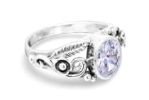 WINDALF Damen Ring AURORA 9 mm Wei&szlig;er Kristall Spiralen & Zarte Bl&auml;tter Silber - Windalf.de