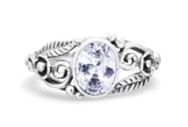 WINDALF Damen Ring AURORA 9 mm Wei&szlig;er Kristall Spiralen & Zarte Bl&auml;tter Silber - Windalf.de