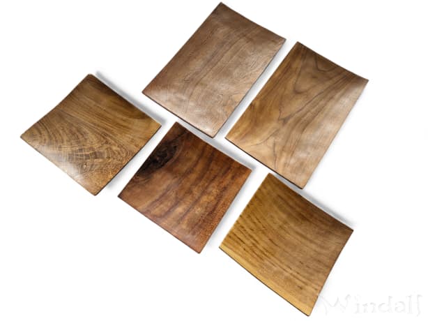 5er Holzdeko Set ~ MAJA ~ Sushischale - Holzschale - 2. Wahl Artikel - Handarbeit aus Holz - Windalf.de