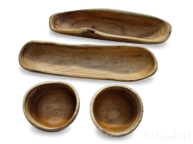 4er Holzdeko Set ~ BRENDA ~ Holzschale - 2. Wahl Artikel - Handarbeit aus Holz - Windalf.de