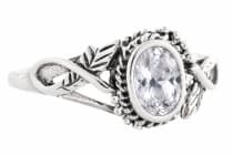 WINDALF Zarter Damen Ring LIANA 8 mm Elfenschmuck Wei&szlig;er Kristall Midi-Ring Silber - Windalf.de