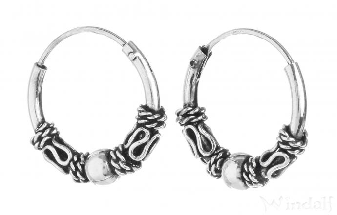 WINDALF Vikings Creolen TRISA Ø 12 mm Ohrschmuck Kugel Handarbeit Silber - Windalf.de