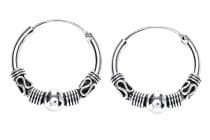 WINDALF Vintage Silbercreolen SANA 20 mm Ohrringe mit Kugel Handarbeit Silber - Windalf.de