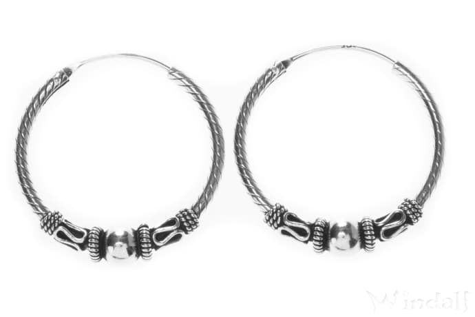WINDALF Wikinger Silber-Creolen ARVAR Ø 25 mm Special Ohrringe mit Kugel Silber - Windalf.de
