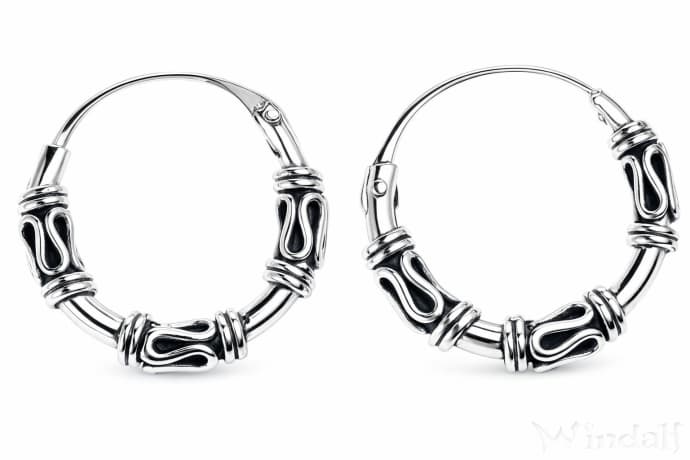 WINDALF Vintage Silbercreolen FINA &Oslash; 13 mm Kleine Wikinger Ohrringe Handarbeit Silber - Windalf.de