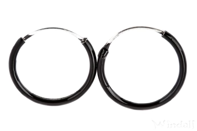 WINDALF Schwarze Gothic Creolen BLACK 12 mm Ohrringe Handarbeit Silber - Windalf.de
