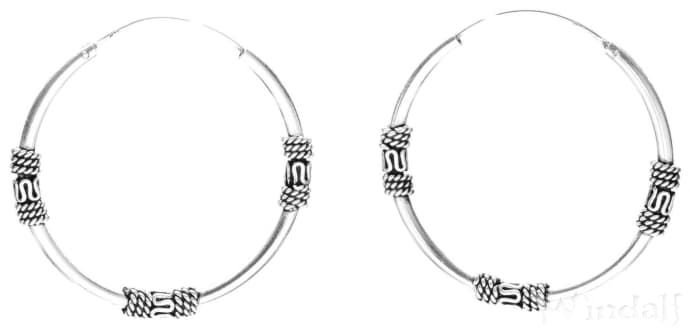 WINDALF Große Damen Creolen ARION Ø 37 mm Schmuck-Ohrringe Ornamente Handarbeit Silber - Windalf.de