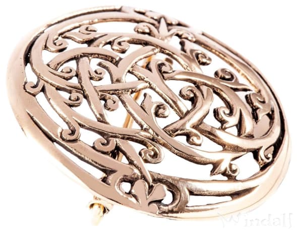WINDALF Wikingerbrosche URNES Ø 3.6 cm Vikings Wikinger-Schmuck-Fibel Bronze - Windalf.de