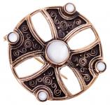 WINDALF Wikinger Kreuzfibel ASUR Ø 4 cm Perlmutt Brosche Bronze WINDALF Wikinger Kreuzfibel ASUR Ø 4 cm Perlmutt Brosche Bronze - Windalf.de