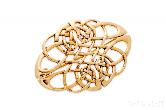 WINDALF Große Fibel AIDAN 7 cm Brosche mit Keltischer Knoten Vintage Bronze - Windalf.de