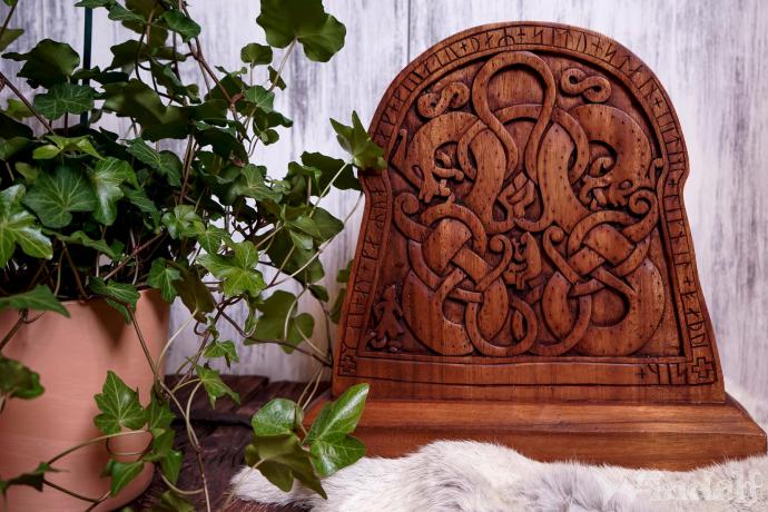 WINDALF Wikinger Deko RAGNOR Vikings 35 cm Viking Bildstein Handarbeit